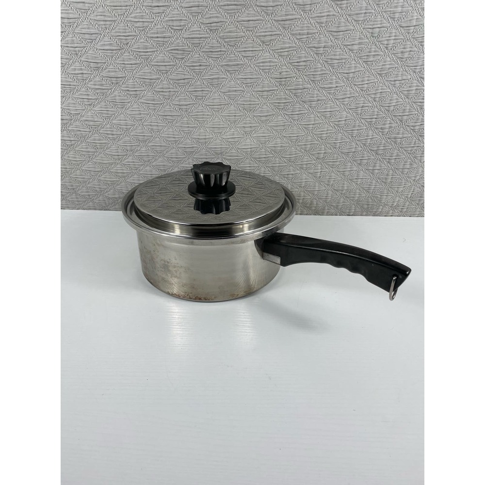 Vintage Luster Craft 3 Quart Saucepan Made In USA 3 Ply Stainless Steel